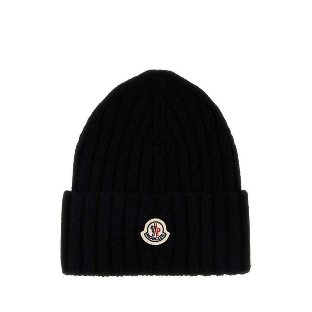 Moncler Women Black Wool Beanie Hat